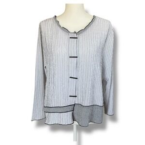 Habitat Striped Button Front Tunic Top‎ Lightweight Black White Size L